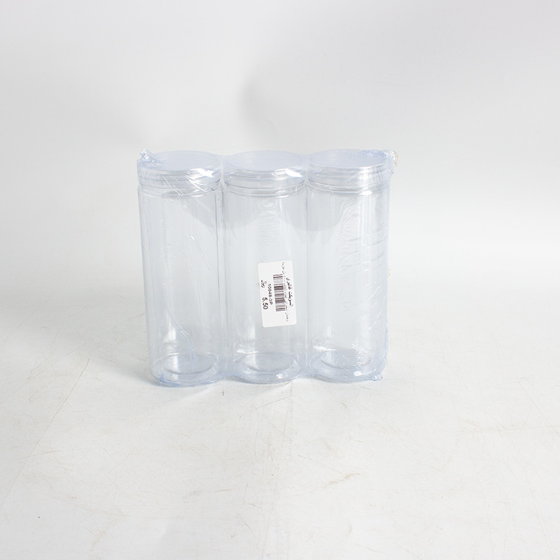 برطمان اسطواني بلاستيك بغطاء شفاف 470 مل - عدد 3 حبة