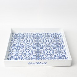 صينية تقديم مربعة رسمة مميزة من البلاستيك المتين عالي الجودة 35 سم