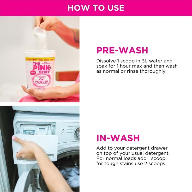 مسحوق الغسيل المعجزة لإزالة البقع 1 كج من ذا بينك ستف – The Pink Stuff