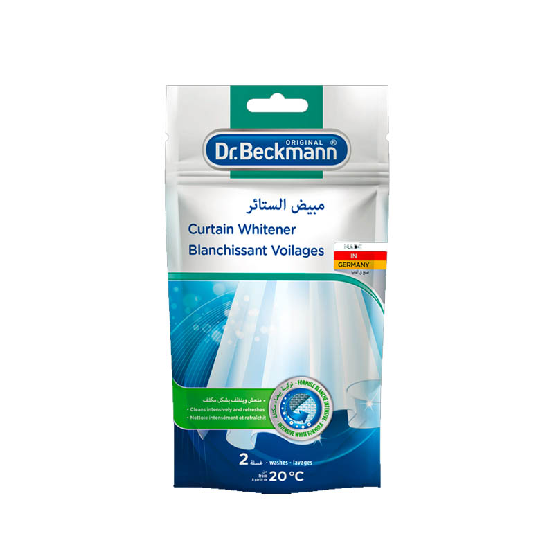 د. بيكمان | مبيض الستائر -  د. بيكمان | مبيض الستائر - منعش وينظف بشكل مكثف - يكفي 2 غسلة - صُنع في ألمانيا المواصفات: - منتج عالي الجودة وفعال لتنظيف وتبييض الستائر - يحتوي على تركيبة منعشة وفعالة لإزالة البقع والروائح الكريهة - تكفي كمية واحدة لغسل اثنت
