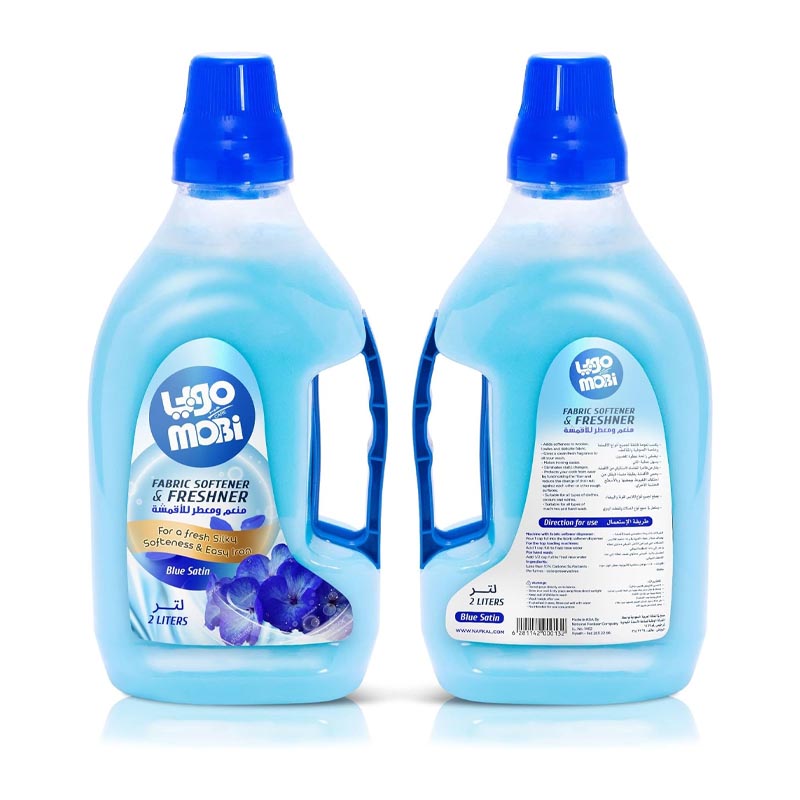 موبي منعم و معطر للأقمشة ساتان ازرق، 2 لتر
