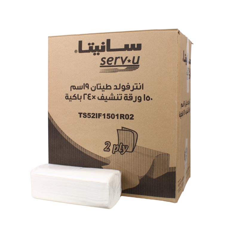 سانيتا 150 منديل انتر فولد طيتان 19 سم × 24 عبوة ( كرتون )