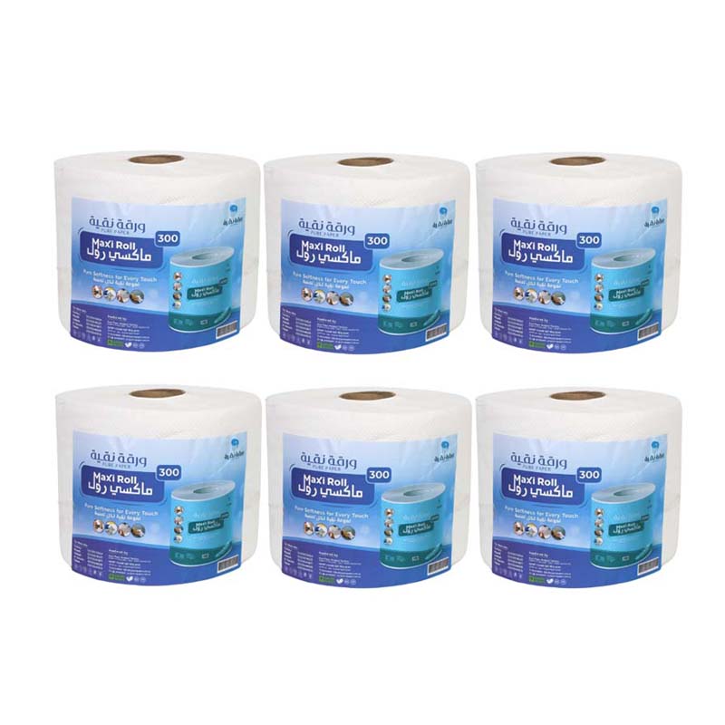 ماكسي رول منديل تنشيف 6 رول × 300 متر  (كرتون)