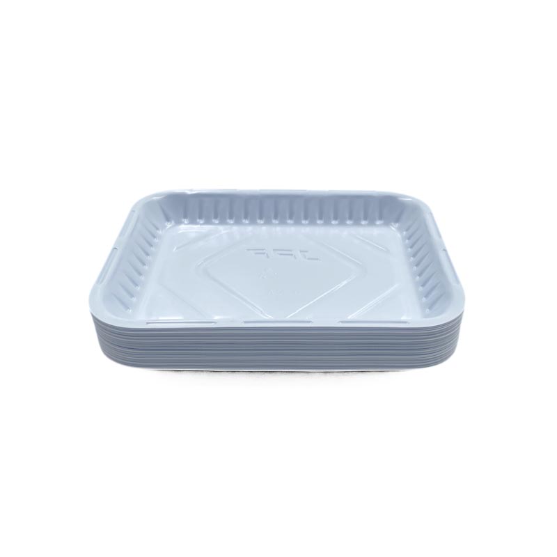 صحن بلاستيك مستطيل رقم 2 أبيض | 50 صحن × 20 ربطة (كرتون) – المجموع 1000 صحن