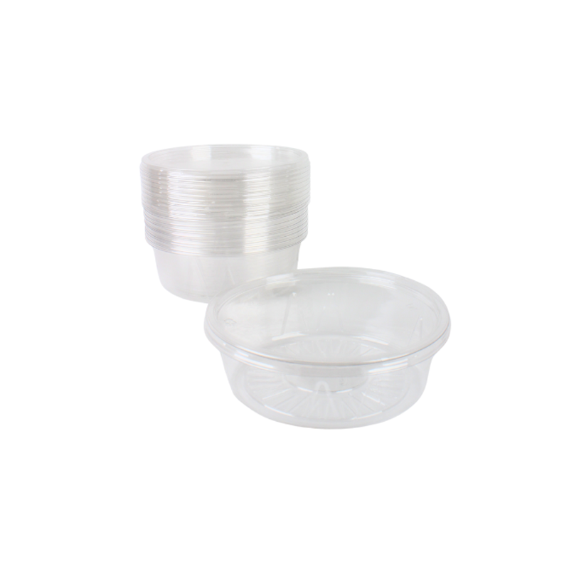 علبة بلاستيك دائرية شفافة | القطر 17 سم × العمق 6 سم – كرتون يحتوي على 200 حبة