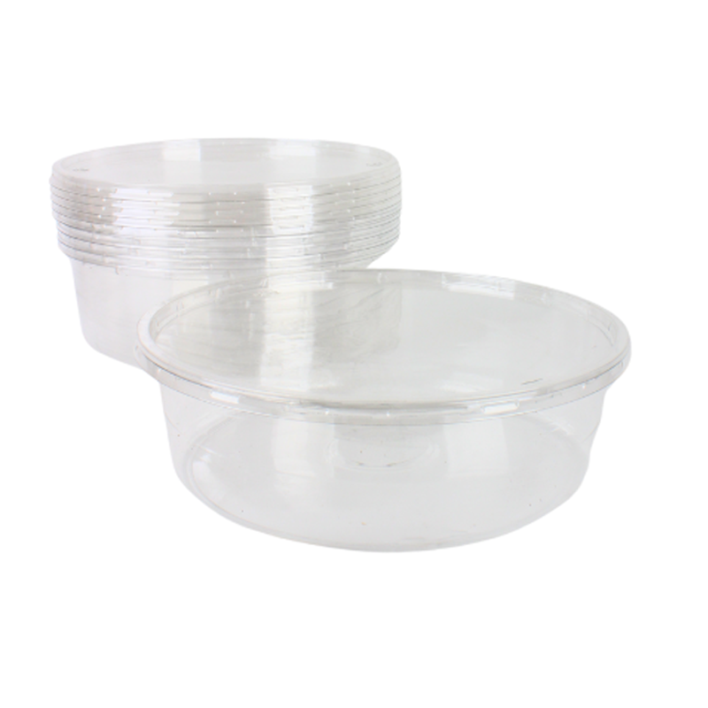 علبة بلاستيك دائرية شفافة | القطر 25 سم × العمق 8 سم – حزمة تحتوي على 5 حبات