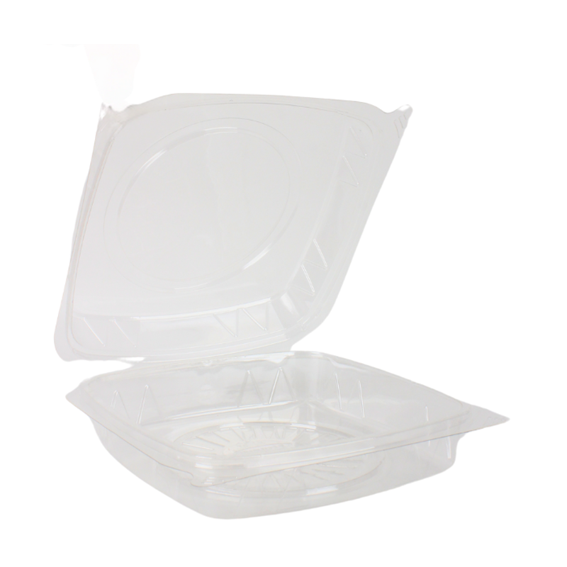 علبة بلاستيك مربعة شفافة بغطاء متصل | 20×20 سم × ارتفاع 8 سم – حزمة تحتوي على 10 حبات