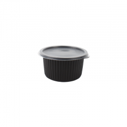 كرتون علبة مايكرويف دائرية سوداء بغطاء شفاف – 480 حبة