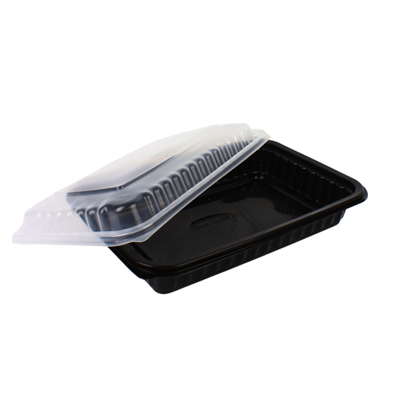 علبة طعام بلاستيك قابلة للاستخدام في المايكروويف – مستطيلة | مقاس 20×14 سم × عمق 6 سم – حزمة تحتوي على 10 حبات