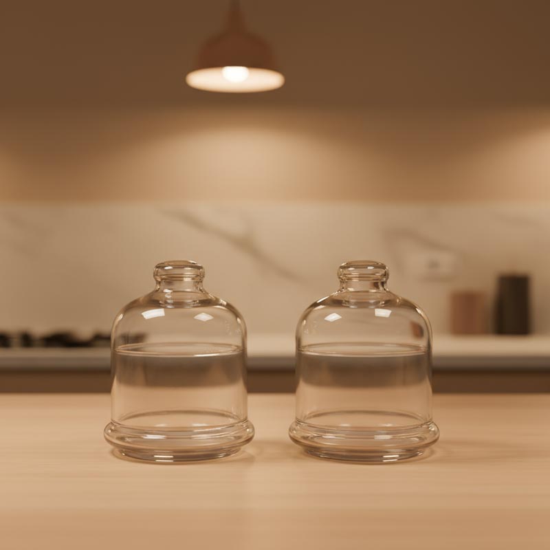 سكرية زجاج شفاف بغطاء – 240 مل – عدد 2 قطعة – تصميم أنيق – صناعة سعودية