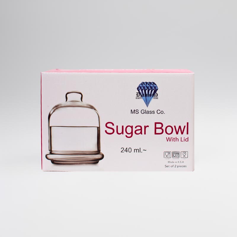 سكرية زجاج شفاف بغطاء – 240 مل – عدد 2 قطعة – تصميم أنيق – صناعة سعودية