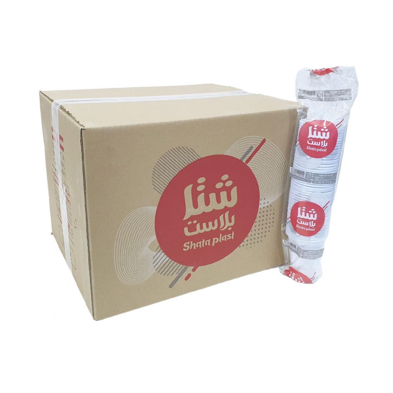 أكواب بلاستيك أبيض 6 أونص من شركة شتا الصناعية – صناعة سعودية – 50 كوب في الحزمة