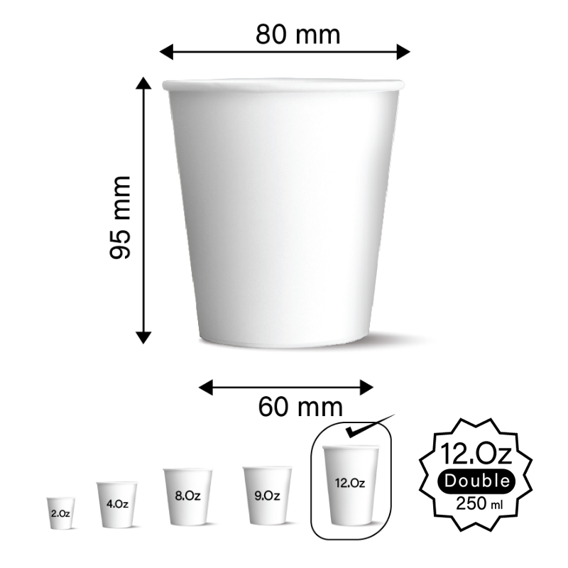 اكواب ريما ورقية 12 اونص دبل سميك | كرتون يحتوي على 35 حزمة، كل حزمة تضم 15 كوب (الإجمالي 525 كوب)