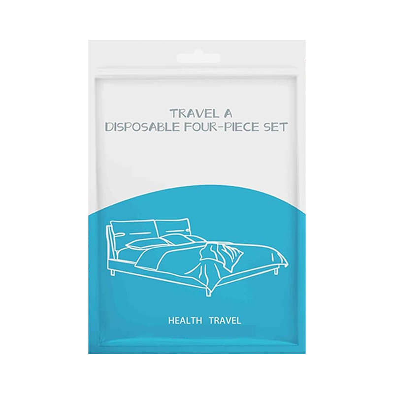 طقم مفارش سفر صحي للاستخدام لمرة واحدة | يشمل ملاءة 180×220 سم، غطاء لحاف 160×220 سم، وغطاء مخدة 50×80 سم