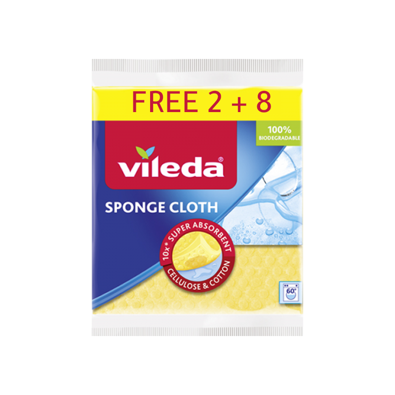 ممسحات اسفنجية فيليدا متعددة الاستخدام للمطبخ | حزمة 10 قطع (8 قطع + 2 مجاناً) – تأتي بثلاثة ألوان: أصفر، أزرق، ووردي