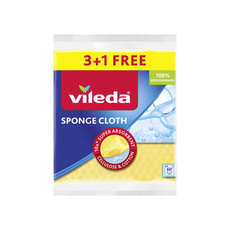 ممسحات اسفنجية فيليدا متعددة الاستخدام للمطبخ | 4 قطع (3 قطع + 1 مجاناً) – تأتي بثلاثة ألوان: أصفر، أزرق، وردي