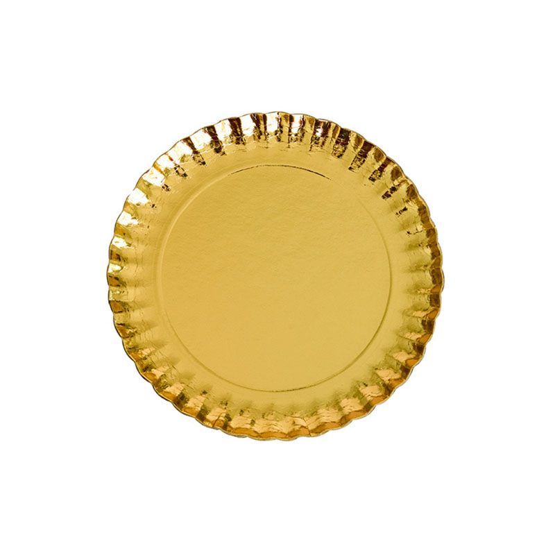 كرتون صحون حلا ورق مقوى ذهبي دائري 18 سم – 10 كجم