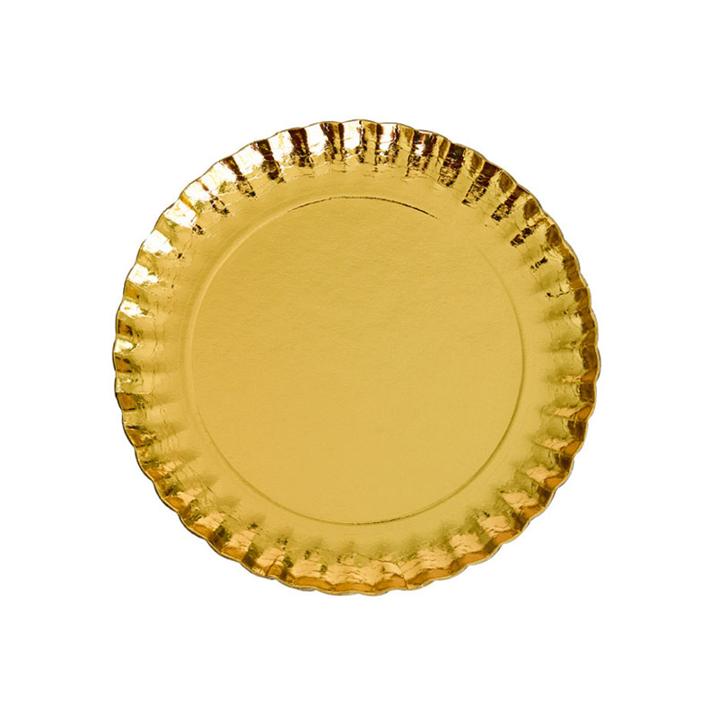 صحون حلا ورق مقوى مطلي باللون الذهبي | قطر 23 سم – حزمة 1 كجم