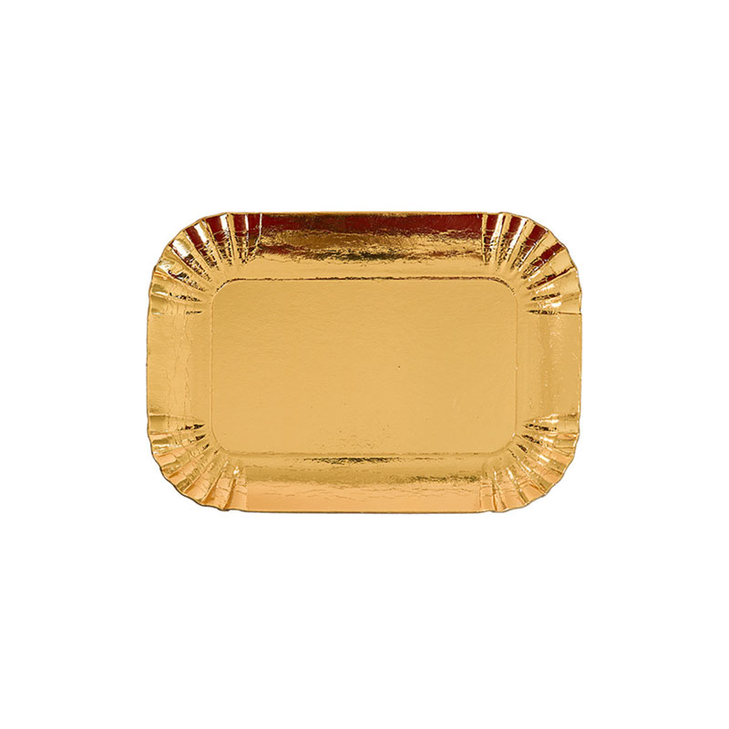 صحون حلا ورق مقوى مطلي باللون الذهبي | مقاس 12.5×19 سم – كرتون 10 كجم