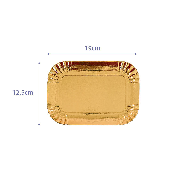صحون حلا ورق مقوى مطلي باللون الذهبي | مقاس 12.5×19 سم – كرتون 10 كجم