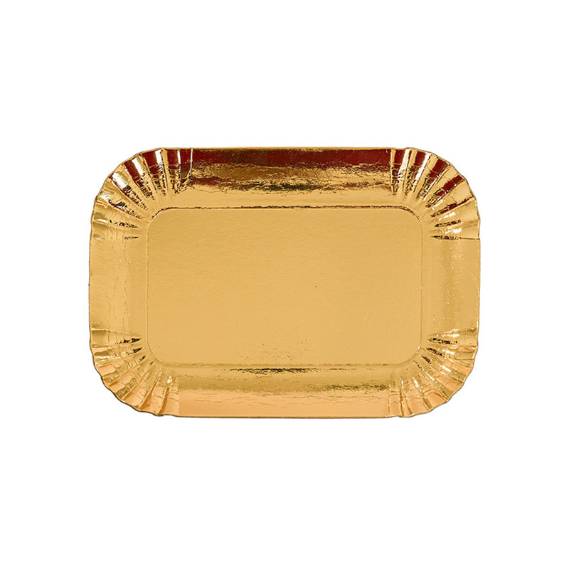 صحون حلا ورق مقوى مطلي باللون الذهبي | مقاس 22.5×16 سم – حزمة 1 كجم