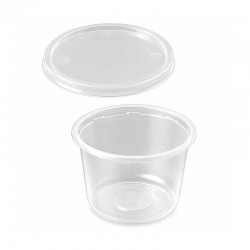 500 g Round Plastic Container with Transparent Lid | Ø 10 cm × H 7 cm – Bundle of Approx. 50 pcs