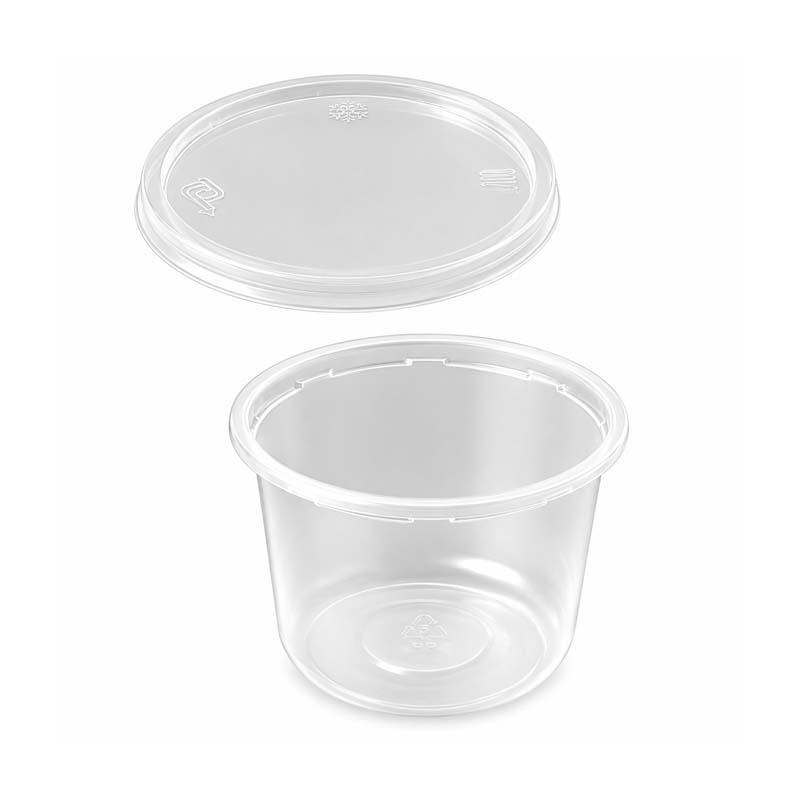 500 g Round Plastic Container with Transparent Lid | Ø 10 cm × H 7 cm – Bundle of Approx. 50 pcs