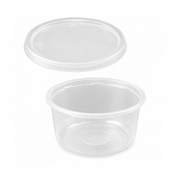 350 g Round Plastic Container with Transparent Lid | Ø 10 cm × H 5 cm – Bundle of Approx. 50 pcs