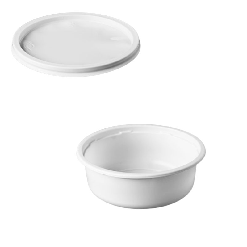 حزمة علب بلاستيك دائرية 250 غ (أبيض) – 50 علبة