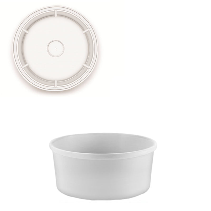 علب ورقية دائرية بيضاء بغطاء شفاف 250 غ | قطر 10 سم × عمق 5 سم – كرتون يحتوي على 500 علبة