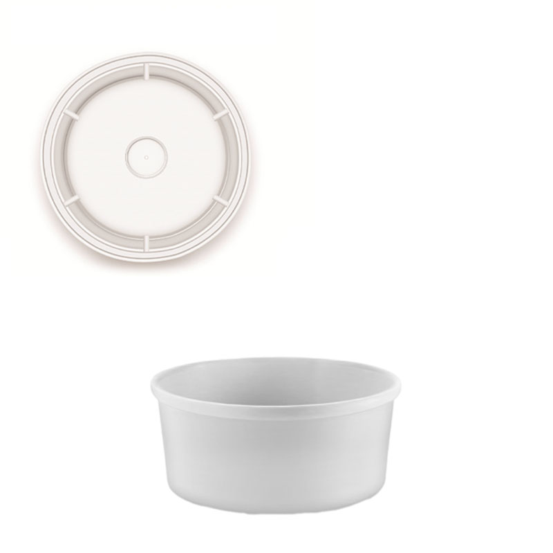 علب ورقية دائرية بيضاء بغطاء شفاف 200 غ | قطر 9 سم × عمق 5 سم – كرتون يحتوي على 500 علبة