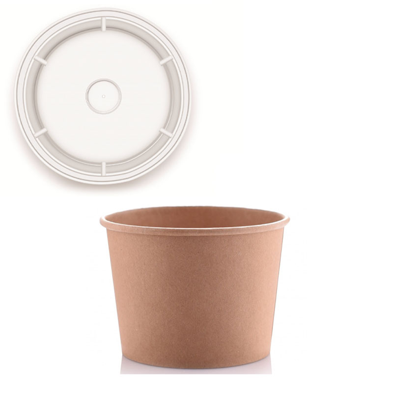 علب ورقية دائرية بُني بغطاء شفاف 500 غ | قطر 10 سم × عمق 8 سم – كرتون يحتوي على 500 علبة