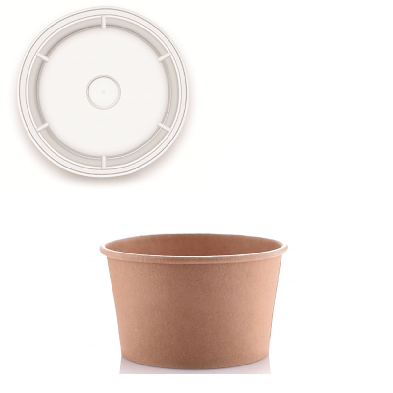 علب ورقية دائرية بني بغطاء شفاف 350 غ | قطر 10 سم × عمق 7 سم – كرتون يحتوي على 500 علبة