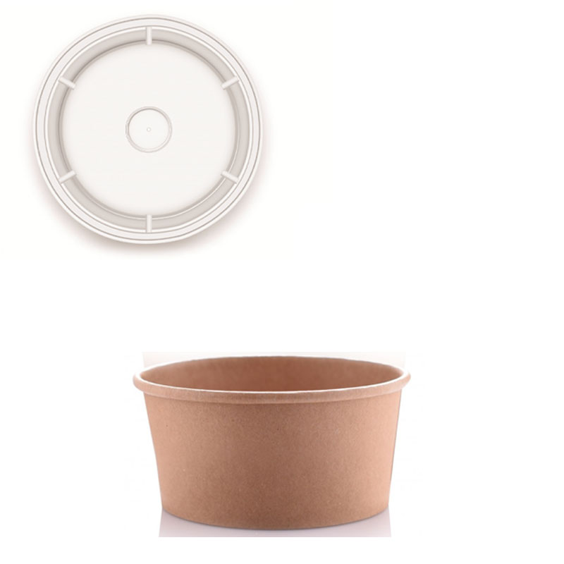 علب ورقية دائرية بني بغطاء شفاف 250 غ | قطر 10 سم × عمق 5 سم – حزمة تحتوي على 25 علبة