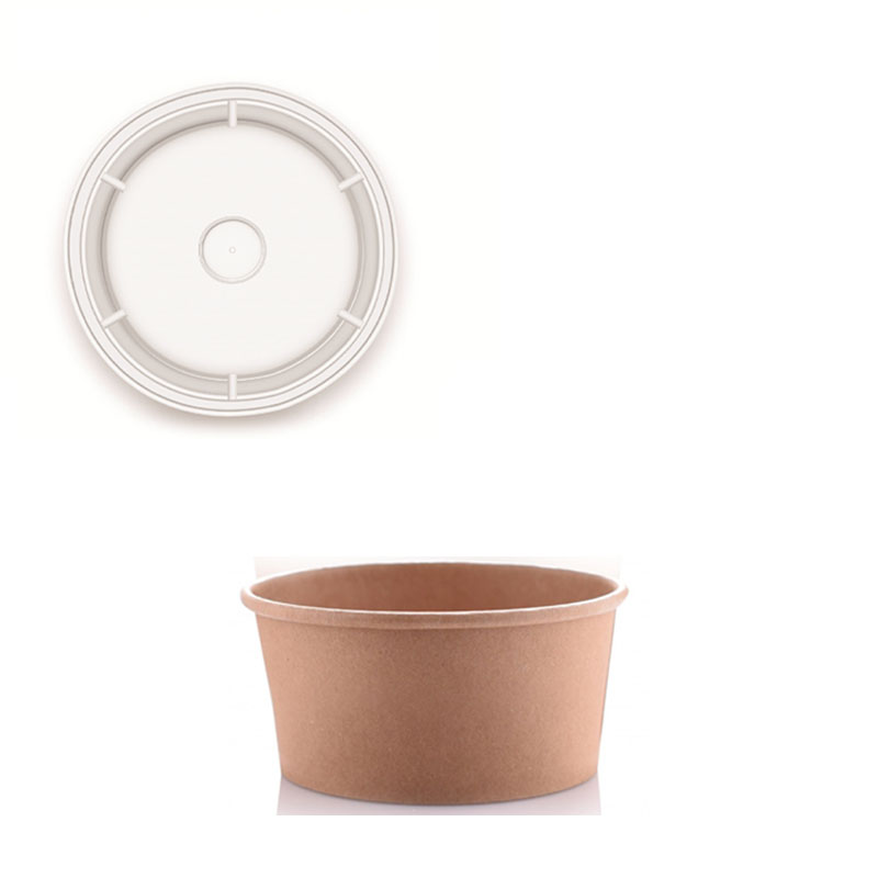 علب ورقية دائرية بني بغطاء شفاف 200 غ | قطر 8.5 سم × عمق 4.5 سم – حزمة تحتوي على 25 علبة