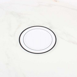 حزمة صحون بلاستيك أبيض بحواف سوداء قطر 16 سم – 8 صحون