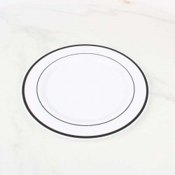 حزمة صحون بلاستيك أبيض بحواف سوداء Ø 23 سم – 4 صحون