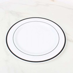 حزمة صحون بلاستيك أبيض بحواف سوداء Ø 26 سم – 3 صحون