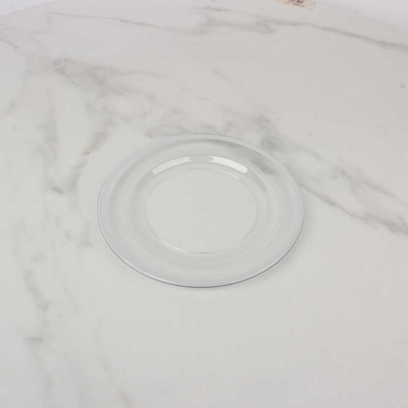 حزمة صحون بلاستيك شفاف بحواف رمادية  Ø16 سم – 8 صحون