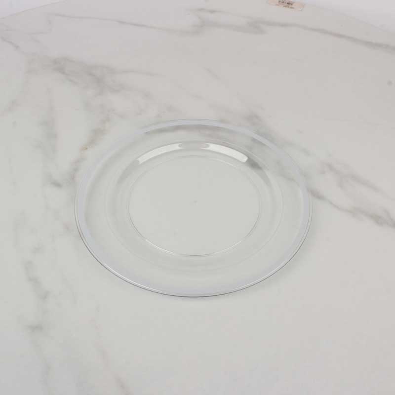 حزمة صحون بلاستيك شفاف بحواف رمادية Ø 19 سم – 6 صحون