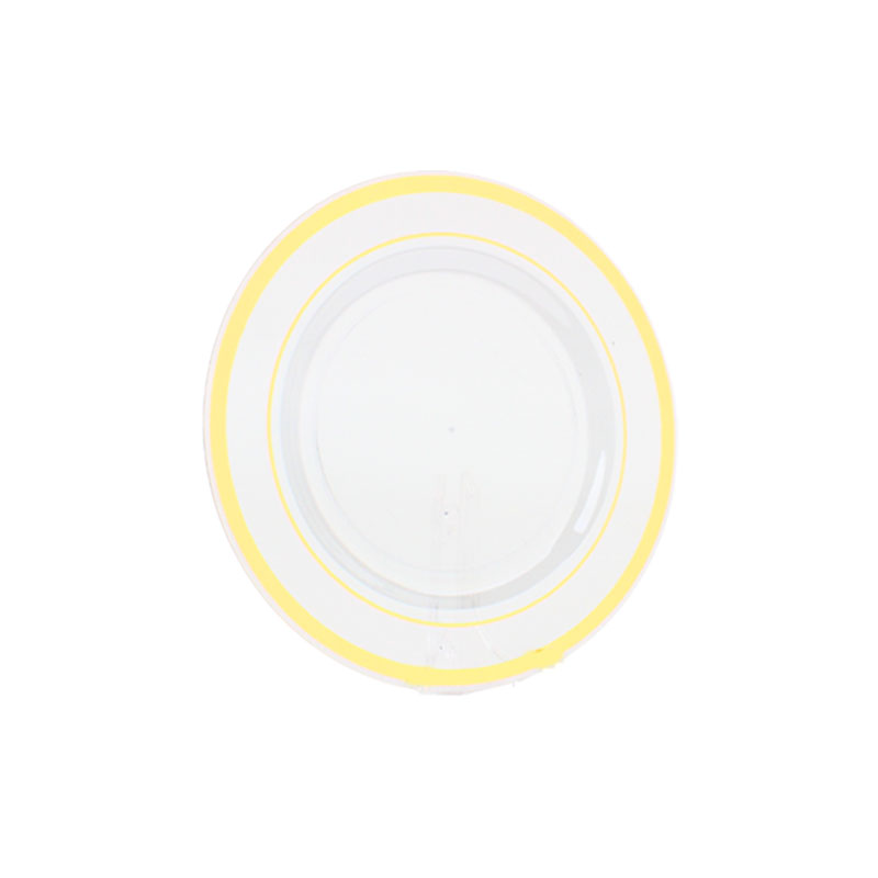 حزمة صحون بلاستيك شفاف بحواف ذهبية Ø 23 سم – 4 صحون