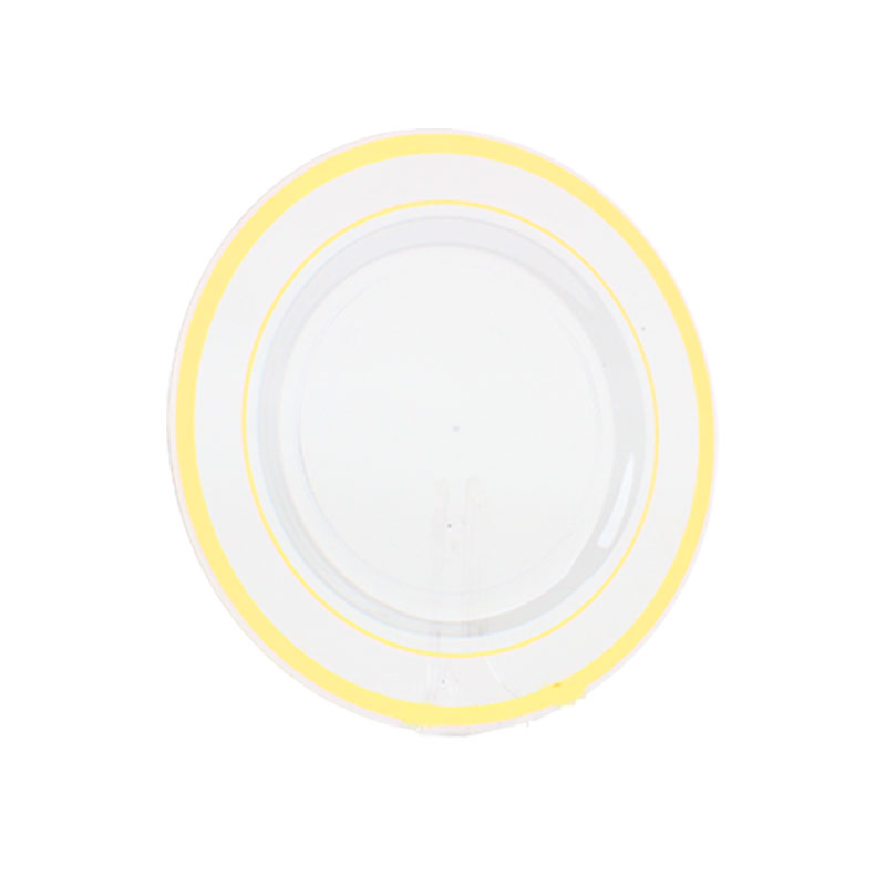 حزمة صحون بلاستيك شفاف بحواف ذهبية Ø 26 سم – 3 صحون