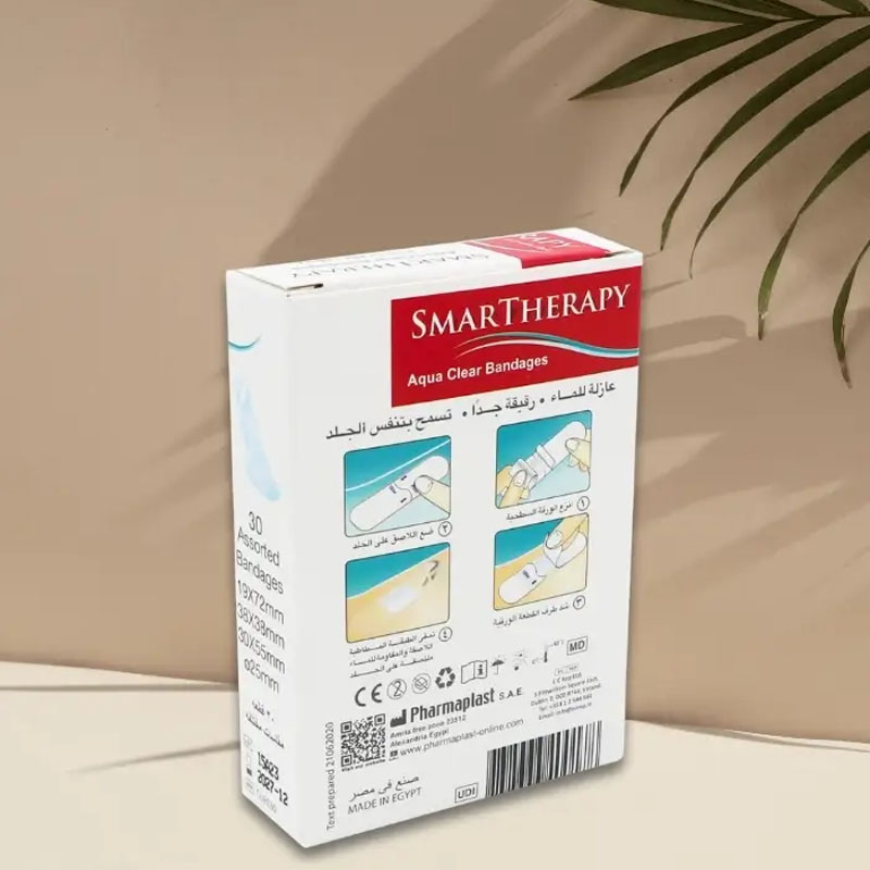 سمارت ثيرابي – لاصقات جروح رقيقة مقاومة للماء | عبوة 30 قطعة بأحجام متنوعة