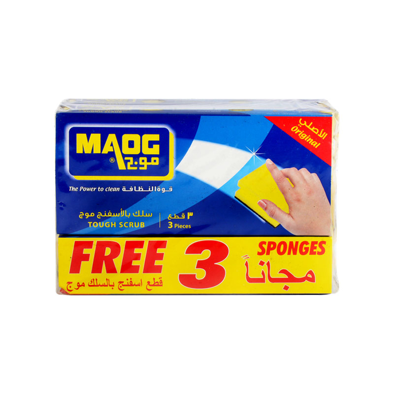 موج – اسفنج صحون قوي مع طبقة سلك للتنظيف الشامل | 6 قطع + 3 مجاناً