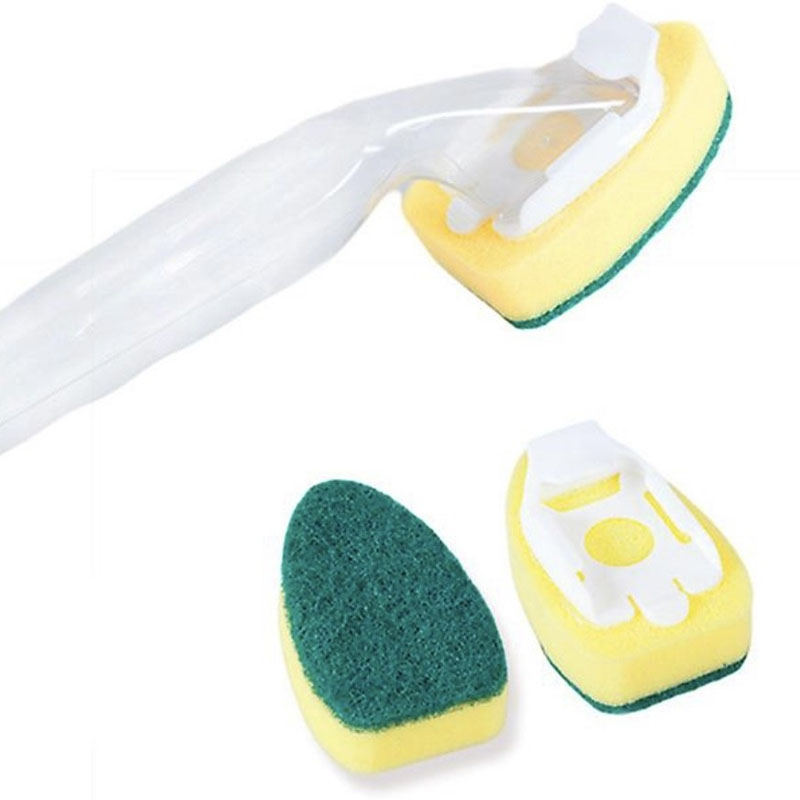ريكسو – مقبض بلاستيك مع إسفنجتين لتعبئة الصابون وتنظيف الصحون والأسطح دون خدوش | عبوة واحدة