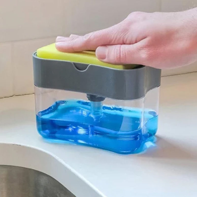موزع صابون وغسالة إسفنجة بيد واحدة بسعة 385 مل