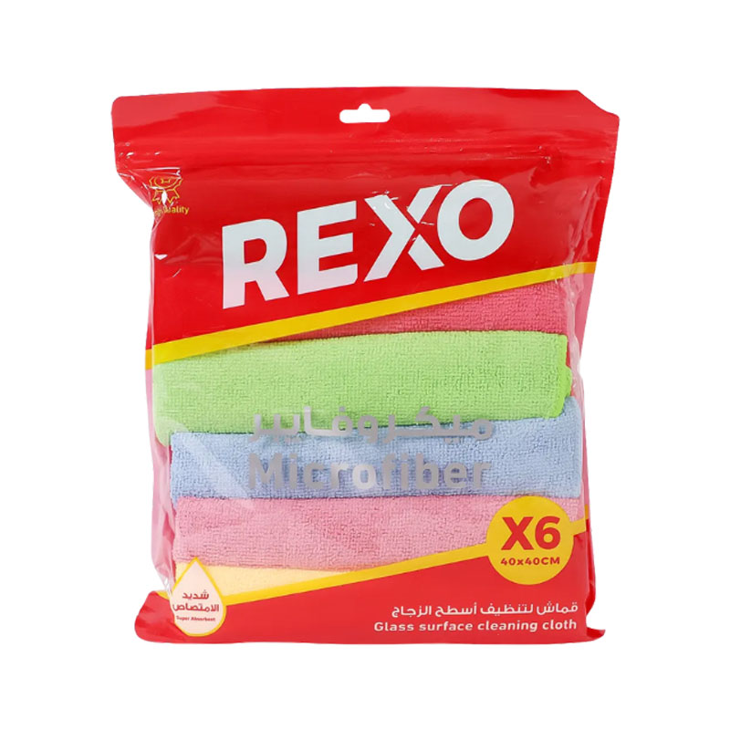طقم مناشف مايكروفايبر متعددة الألوان للمطبخ | 6 قطع × 40×40 سم