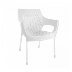 كرسي بلاستيك اورورا بأرجل المنيوم – واسع ومريح - أبيض