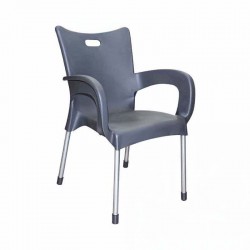 كرسي بلاستيك بأرجل المنيوم – رمادي