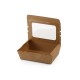 علب ورق كرافت بني بغطاء متصل مع نافذة علوية شفافة مدعمة بطبقة عازلة – كرتون يحتوي على 100 علبة (مقاس 18×12×5 سم)